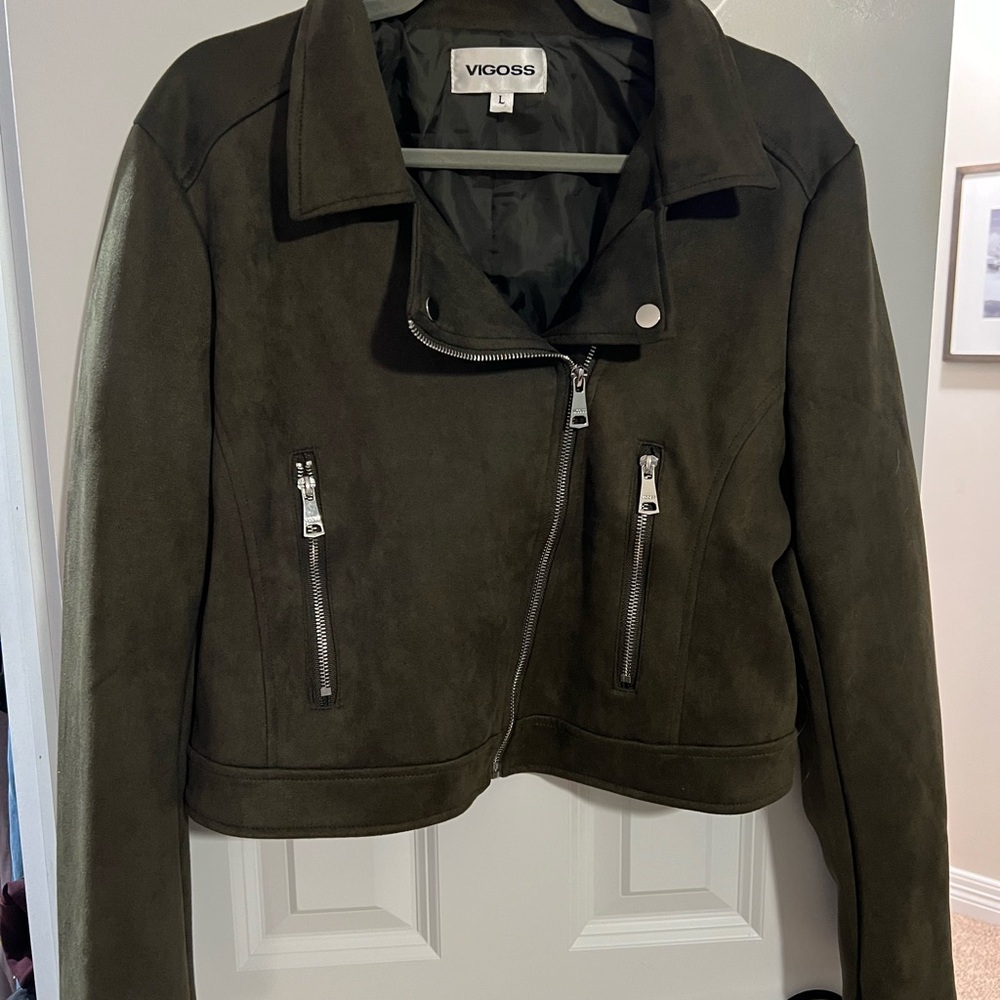Vigoss Women's Olive Suede Motto Jacket